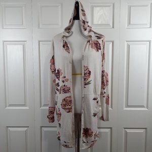 Maurices Hooded Open Front Printed Cardigan